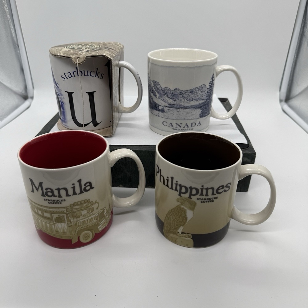 Starbucks City Mug Lot 4 Manila Philippines Canada Seoul Coffee Cups 2000-2012